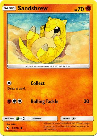 Pokemon Card Unbroken Bonds 83/214 083/214 Sandshrew Common