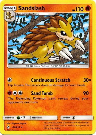 <transcy>Pokemon Card Unbroken Bonds 84/214 084/214 Sandslash Sjælden</transcy>