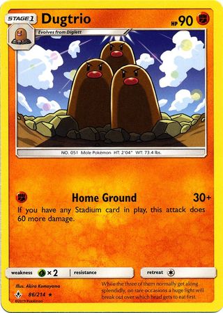 <transcy>Pokemon-kort ubrudte obligationer 86/214 086/214 Dugtrio Sjælden</transcy>