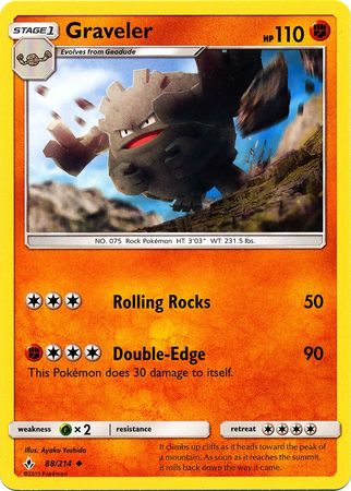 <transcy>Pokemon-kort ubrudte obligationer 88/214 088/214 Graveler Ikke almindelig</transcy>