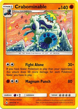 Pokemon Card Unbroken Bonds 105/214 Crabominable Rare
