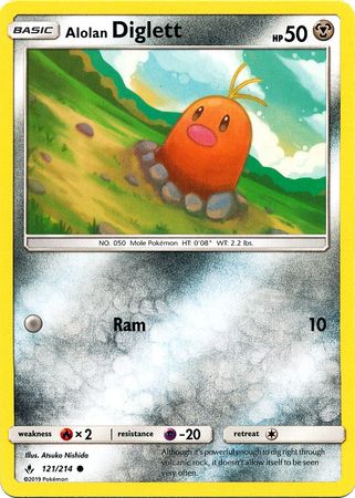 <transcy>Pokemon-kort ubrudte obligationer 121/214 Alolan Diglett Common</transcy>