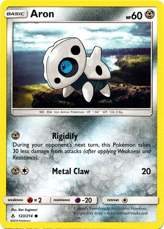 Pokemon Card Unbroken Bonds 123/214 Aron Common