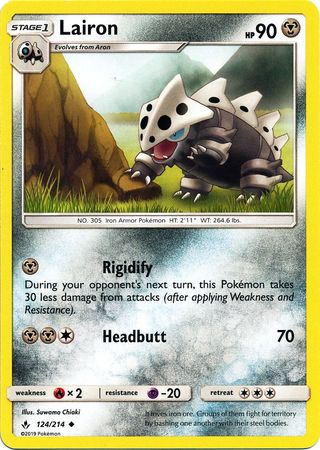 <transcy>Pokemon-kort ubrudte obligationer 124/214 Lairon Ikke almindelig</transcy>