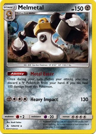 Pokemon Card Unbroken Bonds 129/214 Melmetal Holo Rare Brokenvase Games Pokemon Card Unbroken Bonds 129/214 Melmetal Holo Rare Brokenvase Games