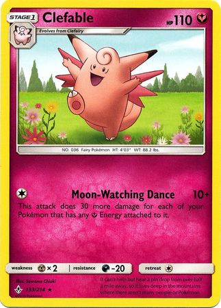 Pokemon Card Unbroken Bonds 133/214 Clefable Rare