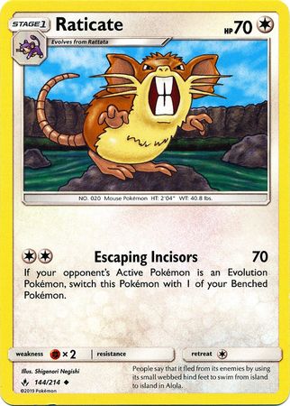Pokemon Card Unbroken Bonds 144/214 Raticate Uncommon