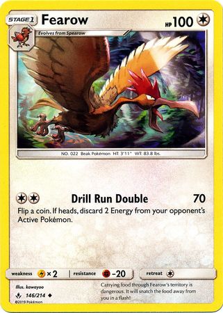 Pokemon Card Unbroken Bonds 146/214 Fearow Uncommon