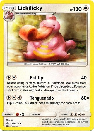Pokemon Card Unbroken Bonds 153/214 Lickilicky Rare