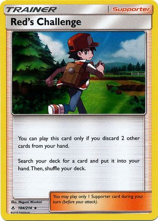 Pokemon Card Unbroken Bonds 184/214 Red's Challenge Supporter Holo Rare