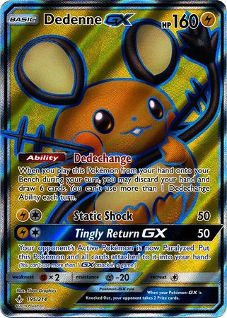 Pokemon Card Unbroken Bonds 195/214 Dedenne GX Full Art Ultra