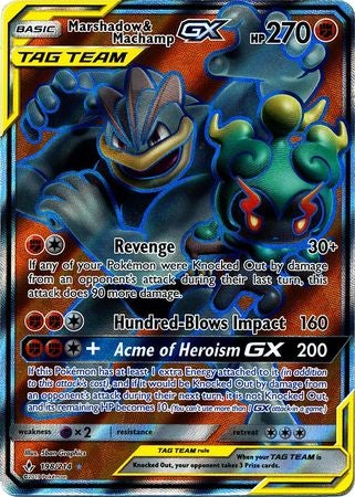 Pokemon Card Unbroken Bonds 198/214 Marshadow & Machamp Tag Team GX Full Art Ultra