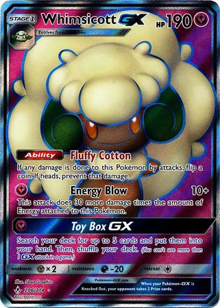 Pokemon Card Unbroken Bonds 206/214 Whimsicott GX Full Art Ultra