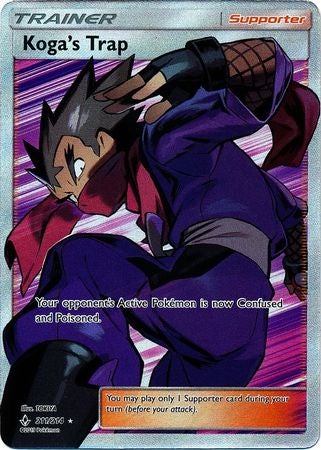 Pokemon Card Unbroken Bonds 211/214 Koga's Trap Supporter Full Art Ultra