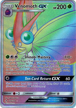 Pokemon Card Unbroken Bonds 216/214 Venomoth GX Hyper Rare Brokenvase Games Pokemon Card Unbroken Bonds 216/214 Venomoth GX Hyper Rare Brokenvase Games