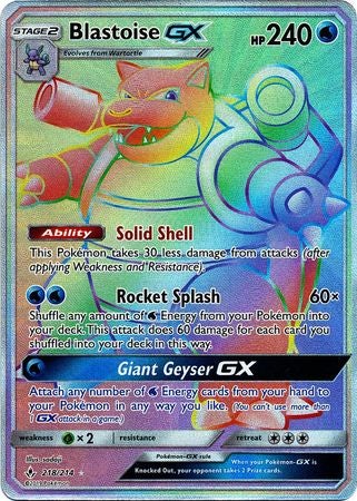 Pokemon Card Unbroken Bonds 218/214 Blastoise GX Hyper Rare
