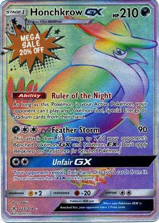 Pokemon Card Unbroken Bonds 223/214 Honchkrow GX Hyper Rare