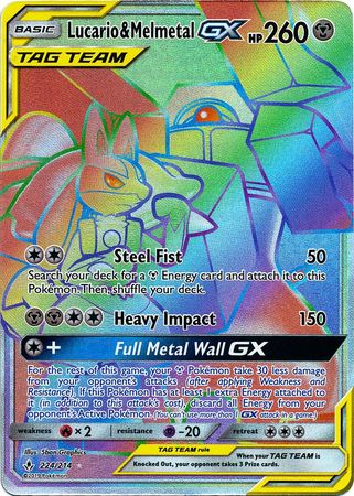 Pokemon Card Unbroken Bonds 224/214 Lucario & Melmetal Tag Team GX Hyper Rare
