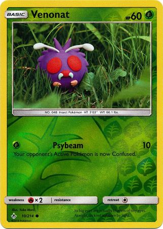 Pokemon Card Unbroken Bonds 10/214 010/214 Venonat Common Reverse Holo