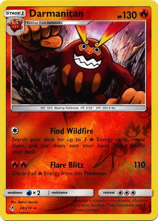 Pokemon Card Unbroken Bonds 24/214 024/214 Darmanitan Rare Reverse Holo