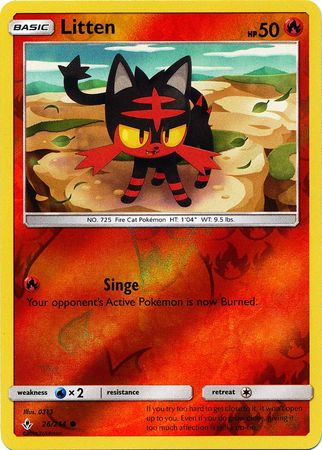 Pokemon Card Unbroken Bonds 26/214 026/214 Litten Common Reverse Holo