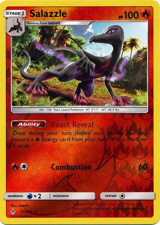 Pokemon Card Unbroken Bonds 31/214 031/214 Salazzle Rare Reverse Holo