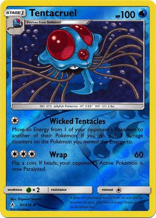 Pokemon Card Unbroken Bonds 41/214 041/214 Tentacruel Uncommon Reverse Holo