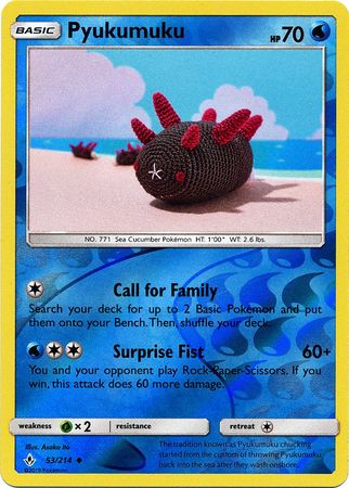 Pokemon Card Unbroken Bonds 53/214 053/214 Pyukumuku Uncommon Reverse Holo
