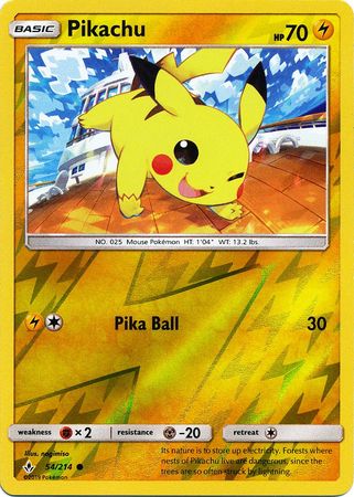 Pokemon Card Unbroken Bonds 54/214 054/214 Pikachu Common Reverse Holo