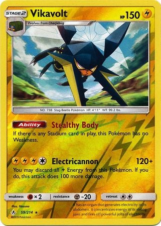<transcy>Pokemon Card Unbroken Bonds 59/214 059/214 Vikavolt Sjælden Reverse Holo</transcy>