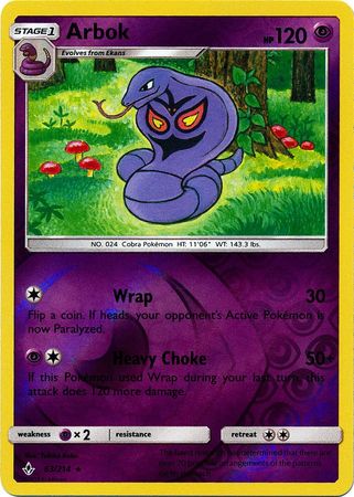 Pokemon Card Unbroken Bonds 63/214 063/214 Arbok Rare Reverse Holo