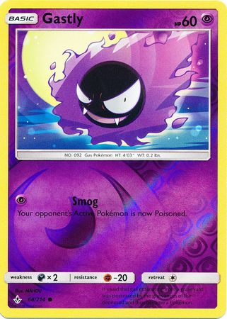 Pokemon Card Unbroken Bonds 68/214 068/214 Gastly Common Reverse Holo