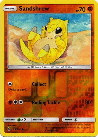 <transcy>Pokemon-kort ubrudte obligationer 83/214 083/214 Sandshrew Common Reverse Holo</transcy>