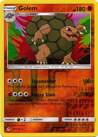 <transcy>بطاقة بوكيمون Unbroken Bonds 89/214 089/214 Golem Rare Reverse Holo</transcy>