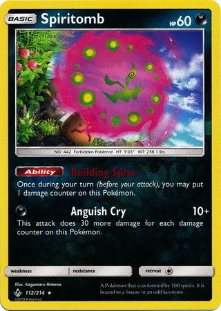 Pokemon Card Unbroken Bonds 112/214 Spiritomb Rare Reverse Holo