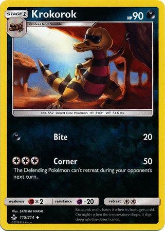 Pokemon Card Unbroken Bonds 115/214 Krokorok Uncommon Reverse Holo