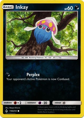 Pokemon Card Unbroken Bonds 118/214 Inkay Common Reverse Holo