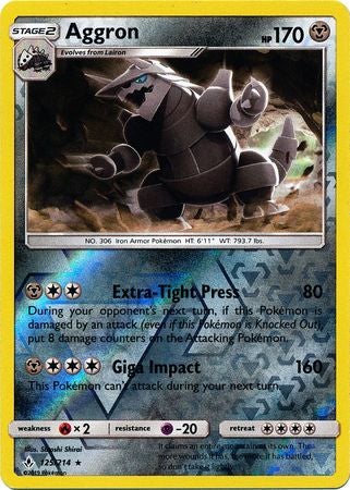 Pokemon Card Unbroken Bonds 125/214 Aggron Rare Reverse Holo