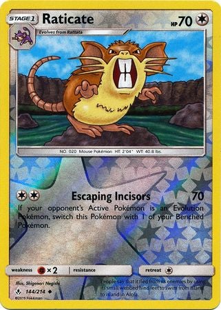 Pokemon Card Unbroken Bonds 144/214 Raticate Uncommon Reverse Holo