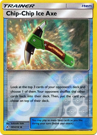 Pokemon Card Unbroken Bonds 165/214 Chip Chip Ice Axe Item Uncommon Reverse Holo
