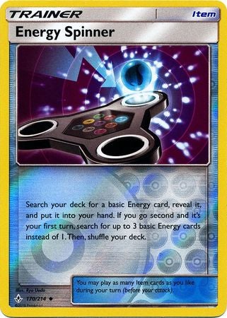 Pokemon Card Unbroken Bonds 170/214 Energy Spinner Item Uncommon Reverse Holo