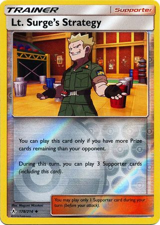 Pokemon Card Unbroken Bonds 178/214 Lt. Surge's Strategy Supporter Uncommon Reverse Holo