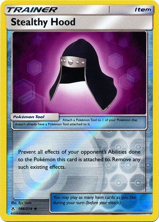 <transcy>Pokemon Card Unbroken Bonds 186/214 Stealthy Hood Item غير مألوف عكس Holo</transcy>