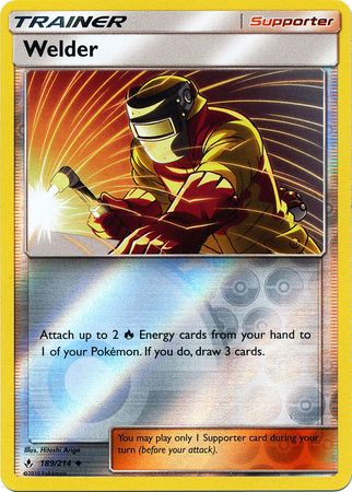 Pokemon Card Unbroken Bonds 189/214 Welder Supporter Uncommon Reverse Holo