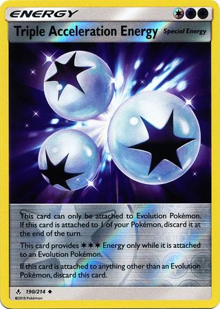 Pokemon Card Unbroken Bonds 190/214 Triple Acceleration Energy Uncommon Reverse Holo