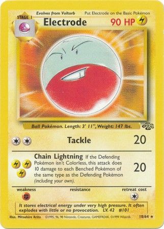 Pokemon Card Jungle Set Unlimited 18/64 Electrode Rare NEAR MINT