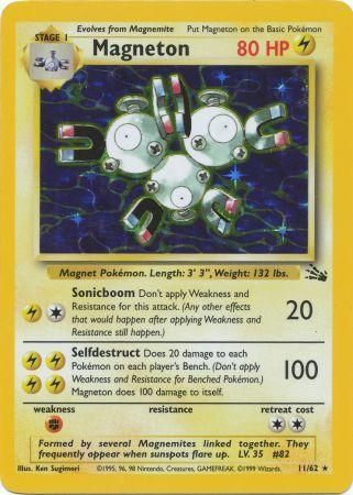 Pokemon Card Fossil Set Unlimited 11/62 Magneton Holo Rare PLAYED