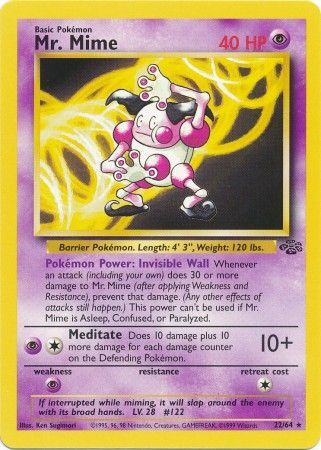 Pokemon Card Jungle Set Unlimited 22/64 Mr. Mime Rare NEAR MINT