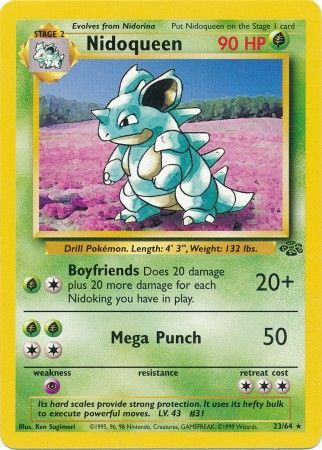Pokemon Card Jungle Set Unlimited 23/64 Nidoqueen Rare NEAR MINT