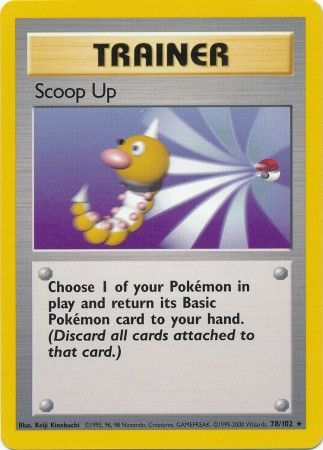 Pokemon Card Base Set Unlimited 78/102 Scoop Up Trainer Rare PLAYED